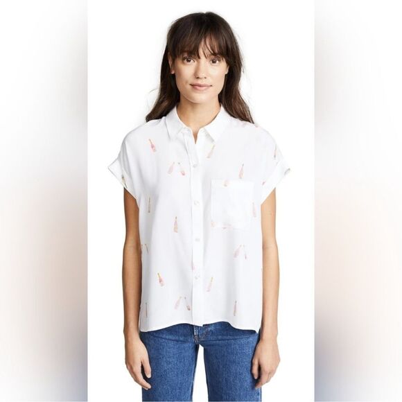 RAILS Whitney Rosè All Day Champagne Print Blouse Size medium - Picture 2 of 8